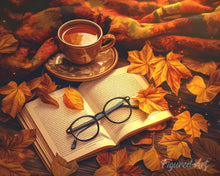 Charger l'image dans la galerie, Diamond Painting - Broderie Diamant - Thé et livre en Automne