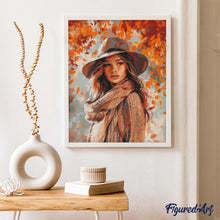 Charger l'image dans la galerie, Broderie Diamant - Femme dans le vent d'Automne