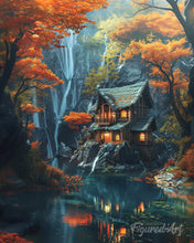 Charger l'image dans la galerie, Diamond Painting - Broderie Diamant - Cabane près de la cascade en Automne