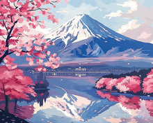 Charger l'image dans la galerie, Diamond Painting - Broderie Diamant - Mont Fuji et Lac aux Cerisiers en Fleurs