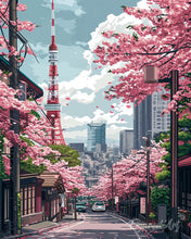 Charger l'image dans la galerie, Diamond Painting - Broderie Diamant - Rue des Cerisiers en Fleurs à Tokyo