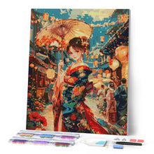 Charger l'image dans la galerie, Broderie Diamant - Jeune Fille en Kimono au Festival des Lanternes
