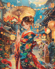 Charger l'image dans la galerie, Diamond Painting - Broderie Diamant - Jeune Fille en Kimono au Festival des Lanternes