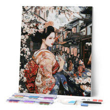 Charger l'image dans la galerie, Broderie Diamant - Geisha dans une Rue Vintage 40x50cm toile tendue sur châssis