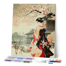 Charger l'image dans la galerie, Broderie Diamant - Scène Vintage d’une Geisha en Hiver