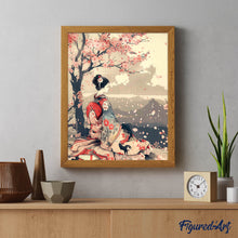 Charger l'image dans la galerie, Broderie Diamant - Geisha Vintage sous les Cerisiers en Fleurs