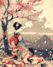 Charger l'image dans la galerie, Diamond Painting - Broderie Diamant - Geisha Vintage sous les Cerisiers en Fleurs