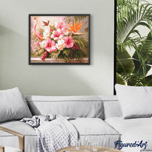 Charger l'image dans la galerie, Broderie Diamant - Hibiscus et flamant rose