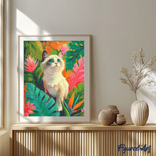 Charger l'image dans la galerie, Broderie Diamant - Chaton Ragdoll dans la jungle