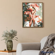 Charger l'image dans la galerie, Broderie Diamant - Portrait de jeune fille fleurie