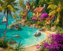 Charger l'image dans la galerie, Diamond Painting - Broderie Diamant - Village Tropical en Bord de Mer