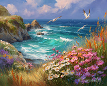 Charger l'image dans la galerie, Diamond Painting - Broderie Diamant - Vue sur l’Océan et Fleurs