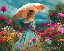 Charger l'image dans la galerie, Diamond Painting - Broderie Diamant - Jeune Fille et Champs Fleuris