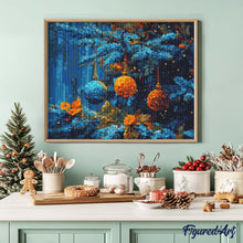 Charger l'image dans la galerie, Broderie Diamant - Sapin Bleu et Boules