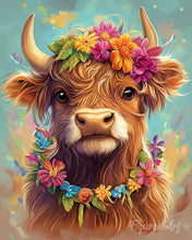 Charger l'image dans la galerie, Diamond Painting - Broderie Diamant - Vache Highland reine du jardin