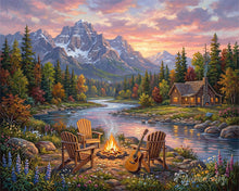 Charger l'image dans la galerie, Diamond Painting - Diamond Painting - Lueur de Feu de Camp au Bord de la Rivière