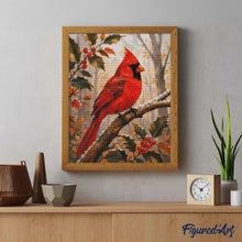 Charger l'image dans la galerie, Diamond Painting - Cardinal Rouge sur une Branche Givrée