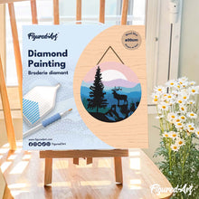 Charger l'image dans la galerie, Diamond Painting sur Disque en Bois - Cerf majestueux et Paysage
