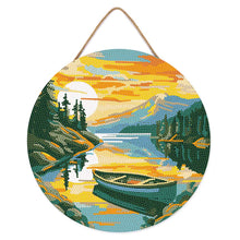 Charger l'image dans la galerie, Diamond Painting sur Disque en Bois - Lac de montagne et canoë