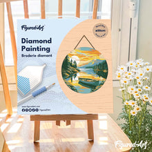 Charger l'image dans la galerie, Diamond Painting sur Disque en Bois - Lac de montagne et canoë