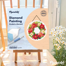 Charger l'image dans la galerie, Diamond Painting sur Disque en Bois - Couronne de Noël Florale