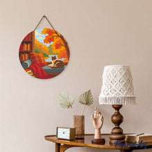 Charger l'image dans la galerie, Diamond Painting sur Disque en Bois - Vue du Chat en Automne
