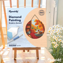 Charger l'image dans la galerie, Diamond Painting sur Disque en Bois - Vue du Chat en Automne