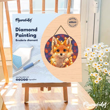 Charger l'image dans la galerie, Diamond Painting sur Disque en Bois - Petit renard et guirlande éclairée