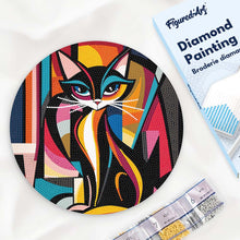 Charger l'image dans la galerie, Diamond Painting sur Disque en Bois - Chat Abstrait Éclatant