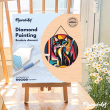 Charger l'image dans la galerie, Diamond Painting sur Disque en Bois - Chat Abstrait Éclatant
