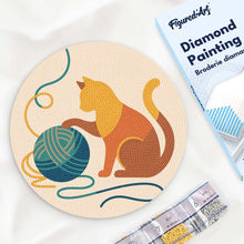 Charger l'image dans la galerie, Diamond Painting sur Disque en Bois - Chat et Pelote