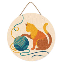 Charger l'image dans la galerie, Diamond Painting sur Disque en Bois - Chat et Pelote