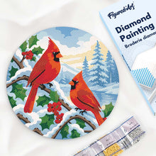 Charger l'image dans la galerie, Diamond Painting sur Disque en Bois - Cardinaux d'hiver