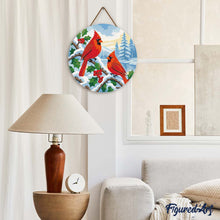 Charger l'image dans la galerie, Diamond Painting sur Disque en Bois - Cardinaux d'hiver
