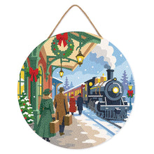 Charger l'image dans la galerie, Diamond Painting sur Disque en Bois - Train des fêtes