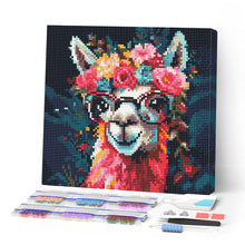 Charger l'image dans la galerie, Mini Diamond Painting 25x25cm - Broderie Diamant Lama Fantaisie et Fleurs