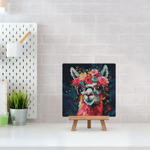Charger l'image dans la galerie, Mini Diamond Painting 25x25cm - Lama Fantaisie et Fleurs