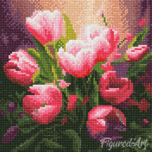 Charger l'image dans la galerie, Mini Diamond Painting 25x25cm - Belles Tulipes Roses