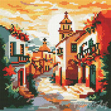 Charger l'image dans la galerie, Mini Diamond Painting 25x25cm - Église de Village Ensoleillé