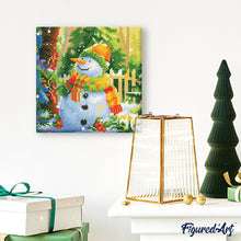 Charger l'image dans la galerie, Mini Diamond Painting 25x25cm - Bonhomme de Neige Souriant
