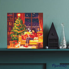 Charger l'image dans la galerie, Mini Diamond Painting 25x25cm - Paisible au pied du sapin de Noël