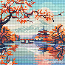 Charger l'image dans la galerie, Mini Diamond Painting 25x25cm - Lac et Mont Fuji