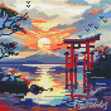 Charger l'image dans la galerie, Mini Diamond Painting 25x25cm - Porte Torii au coucher du soleil