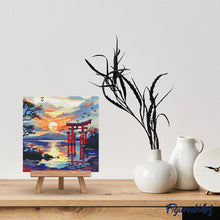 Charger l'image dans la galerie, Mini Diamond Painting 25x25cm - Porte Torii au coucher du soleil