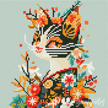 Charger l'image dans la galerie, Mini Diamond Painting 25x25cm - Chat Floral en Kimono