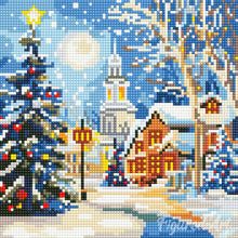 Charger l'image dans la galerie, Mini Diamond Painting 25x25cm - Rue de Noël Enneigée