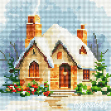 Charger l'image dans la galerie, Mini Diamond Painting 25x25cm - Maison en Briques sous la Neige