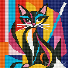 Charger l'image dans la galerie, Mini Diamond Painting 25x25cm - Chat Abstrait Éclatant