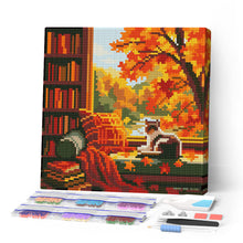 Charger l'image dans la galerie, Mini Diamond Painting 25x25cm Figured'Art - Vue du Chat en Automne