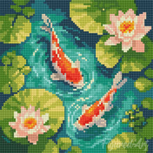 Charger l'image dans la galerie, Mini Diamond Painting 25x25cm - Bassin aux Carpes Koï